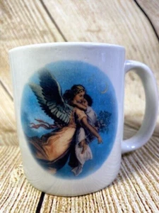 Angel Holding Small Child & Flowers Coffee Tea Mug White Ceramic 10 oz. - Picture 1 of 11