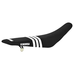 2013 - 2018 HONDA CRF 110 SEAT COVER BLACK TLD / 3 LONG WHITE TLD STRIPES #72 - Foto 1 di 2