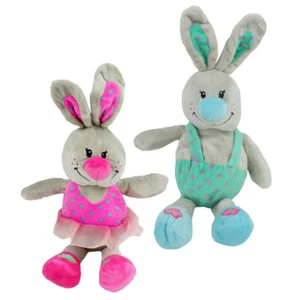 Hase Kuscheltier mit Kleidung und bunter Nase - ca. 30 cm, Osterhase Kuscheltier - Bild 1 von 18