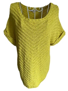 M&Co Women Jumper Size 14 Citrine Yellow Round Neck Short Sleeved Top - Picture 1 of 7