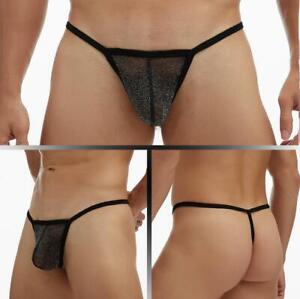 Mens Mesh See-through Pouch G-string Briefs Underwear T-back Thong V-string