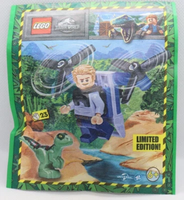 Minifigura LEGO® de Owen Grady con Jet Pack + Raptor 122328 Jurassic World Foto 1 de 2
