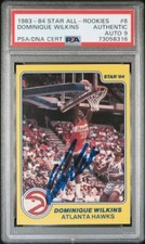 Dominique Wilikns 1983-84 Star All-Rookies Signed Basketball Card #8 Auto PSA 9