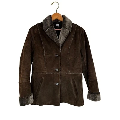 Abrigo Chaqueta Aldo Cuero Penny Lane Gamuza Genuina Imitación Piel Marrón Talla Mediana Y2K Foto 1 de 4