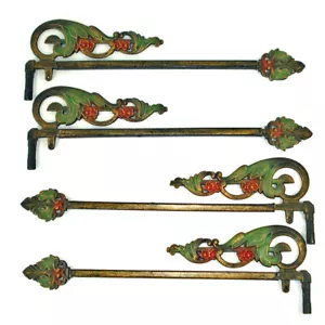 Antique Floral Cast Iron Swing Arm Curtain Rods Set of 4 - Picture 1 of 3