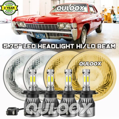 4PCS 5.75" LED Headlights Bicolor Halo DRL fit Chevrolet Camaro Caprice Biscayne Foto 1 de 4