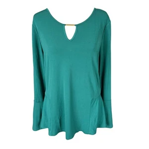 Thalia Sodi Verde Manga Larga Elástico Jersey Blusa Cruzada Espalda Talla L - Imagen 1 de 9