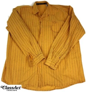 VTG Bugle Boy Button Up Shirt Mens Yellow Striped Core Basic XL - Picture 1 of 9