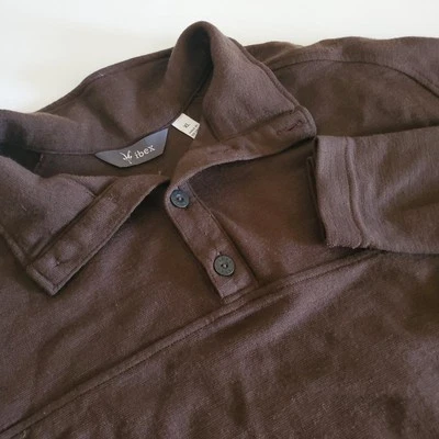IBEX Mens XL Merino Wool Quarter Button Pullover Sweater Henley Brown - Image 1 of 4