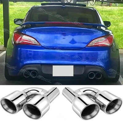 2X For Hyundai Genesis Sedan 2.5" In 4" Out Double Wall Dual Polish Exhaust Tips - Image 1 of 4