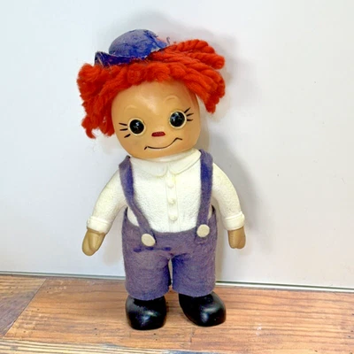 9 英寸老式 1974 年 Royalty Inc of Fla Raggedy Ann Andy 硬塑料硬币银行娃娃 — 第 1/4 张图片