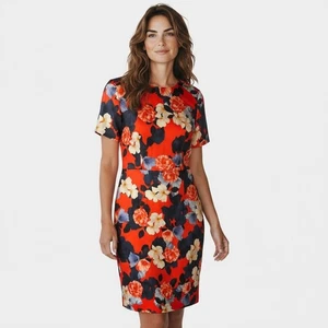Vestido Vaina Floral Lana Seda Colección J.Crew Rojo Talla 6 Nuevo con Etiquetas - Imagen 1 de 12