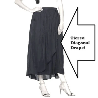 Lisa Rinna Maxi Skirt Womens X-Large Edgy Elegant Faux Silk Black 18 /20 XL QVC - Image 1 of 4