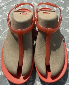 Fitflop Iqushion Splash - Sandalias Perladas Coral Caliente Puntera-Tanga Correa Trasera - Imagen 1 de 8