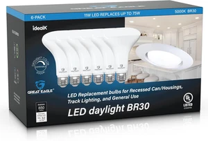 BR30 LED Bulb, 11W (75W Equivalent), 850 Lumens, 5000K Daylight Color, for Reces - Picture 1 of 8