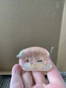 Vintage Summit Art Glass Pink Carnival Iridescent Miniature Pig 2" With Label - Picture 1 of 5