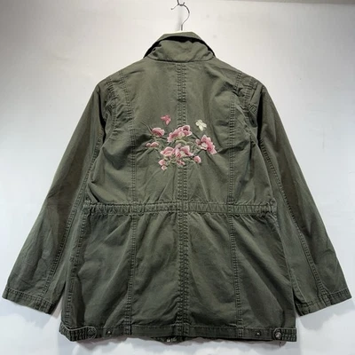 Chaqueta utilitaria verde Jade & Ivory para mujer S bordado floral estilo Johnny Was Foto 1 de 4