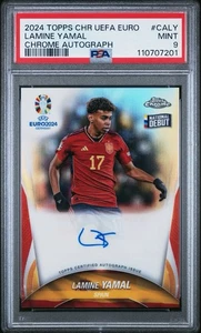 2024 Topps Chrome UEFA EURO Lamine Yamal Auto National Debut Rookie RC PSA 9 MT - Picture 1 of 2