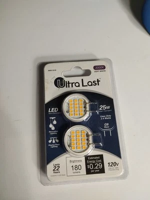 Intertek Ultra Last 25w equivalent G8 base LED 2-pack bulb 3000K NEW - Image 1 of 4