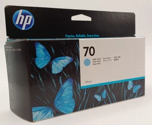Genuine HP 70 Ink Cartridge Light Cyan 130ml Z2100 Z3100 Z3200 Z5200 Boxed 05/23 - Afbeelding 1 van 4
