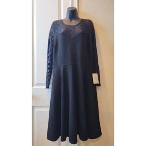 Nuevo con etiquetas Vestido Midi Love X Design Stella & Dot Negro Talla 1X Elegante Talla Grande - Imagen 1 de 16