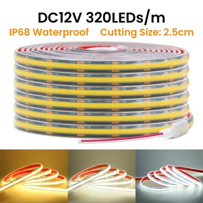12V 24V COB LED Streifen Strip Band Selbstklebend Lichtschlauch IP68 Wasserdicht - Bild 1 von 4