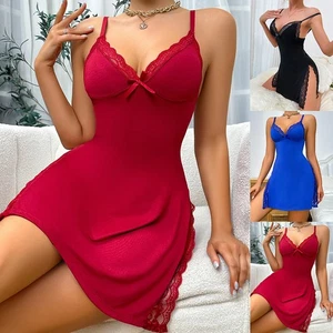 Women Sexy Lace Nightdress Lingerie Chemise Babydoll Sleepwear Robe Nightie Gown - Picture 1 of 18