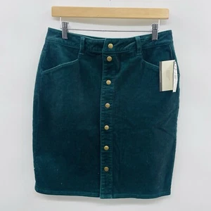 Woolrich Womens Size 4 Snap Front Stretch Penns Wood Corduroy Skirt Dark Green - Picture 1 of 8
