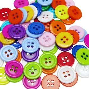 Mix Color Plastic Resin Circle Big Button 4 Holes DIY Craft Sewing 5/8"(15Mm) Ra - Picture 1 of 3