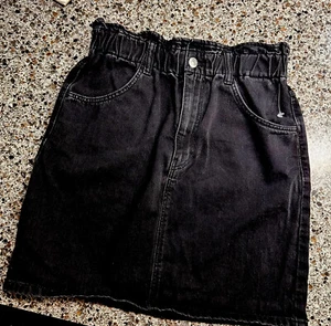 Divided H&M Womens Denim Skirt Size 6 Black Paper Bag Waist Cotton New - Picture 1 of 6