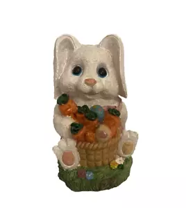 Vintage Fine Spring Easter Bunny Carrots Basket Painted Eggs Cute Figurine . - Picture 1 of 6