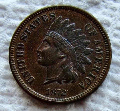 1872 Indian Head Cent Early Rare Key Date Full Bold Date , Liberty Sharp XF / AU Cover
