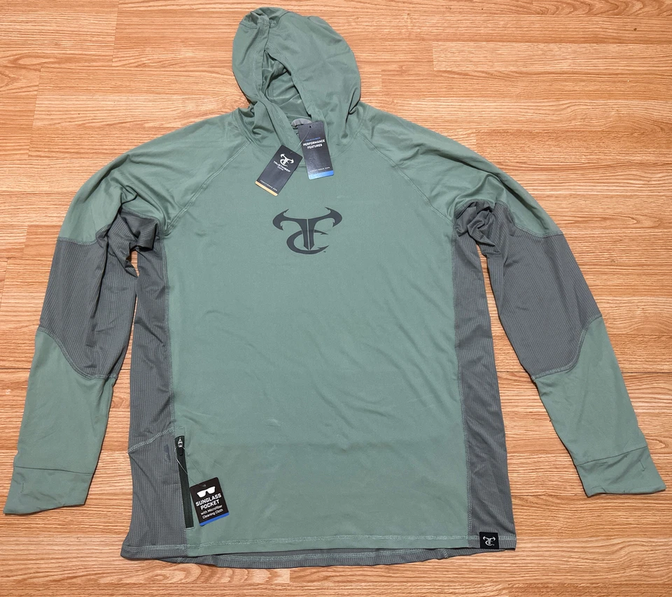 TrueTimber Men's Ragewater Performance Fishing Hoodie- Lily Pad/Moon Mist - XL