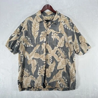 Panama Jack Shirt Mens XL Tropical Floral Inside Out Button Up Ramie Cotton - Image 1 of 4