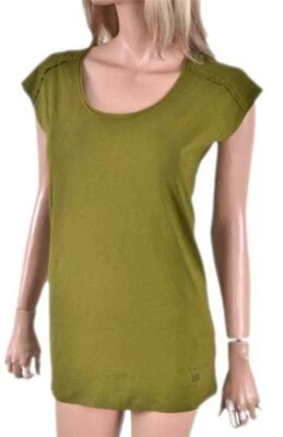 Nueva Camiseta Burberry Brit $150 Para Mujer Caper Verde Algodón Logotipo Cadera Foto 1 de 4