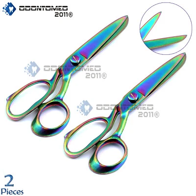ODM 2Pc 8" Heavy Duty Stainless Tailor Upholstery Scissors Multi-Color Shears - Image 1 of 3