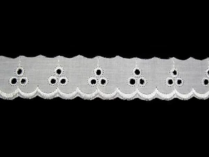 Unotrim 1" o 1.5" Blanco Marfil Algodón Bordado Ojales Encaje Borde Costura por 15 años - Imagen 1 de 6