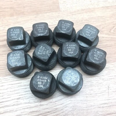  QTY OF 10 UNKNOW BRAND  1" FSTSHPG1FS 3M-6M THREADED SQ HD PLUG B16 A/SA105 - Image 1 of 3