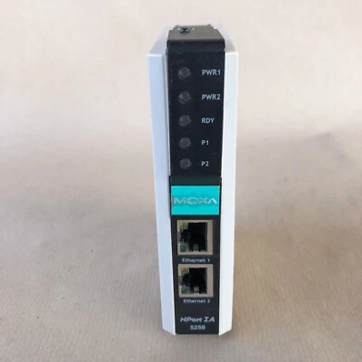 Moxa NPort IA-5250 2-Port Serial-to-Ethernet Server RS-232/422/485 DIN-Rail - Image 1 of 4