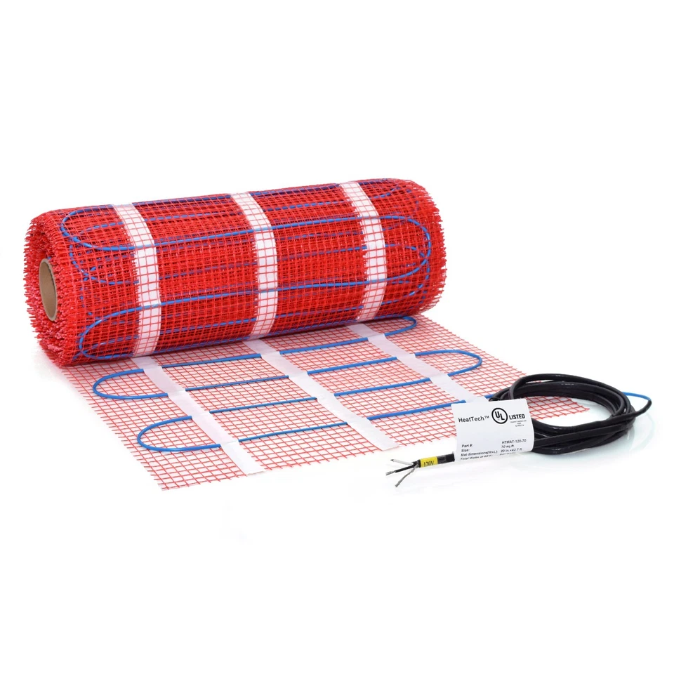 Electric Radiant Floor Heating Mat, 120V - Tile Heat System, Self-Adhesive Mesh - Image 1 of 4