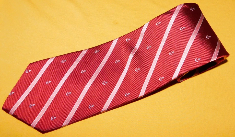 ENGLISH SPORTS SHOP BERMUDA RED/LIGHT PINK STRIPED/ANCHOR MOTIF TIE - TIES. - Image 1 of 3