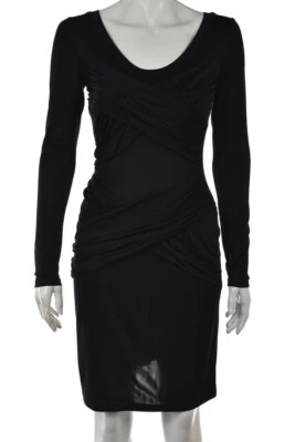 Laila Azhar Dress Size XS Black Sheath Silk Knee Length Long Sleeve Casual - Image 1 of 4