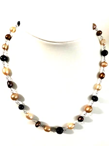 HONORA MULTICOLOR CULTURED PEARL 18" NECKLACE, STERLING SILVER (M4686-52) - Picture 1 of 9
