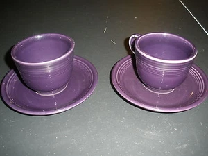 lot of 2 Fiesta Homer Laughlin cup & saucer sets DARK PURPLE (M3) - Picture 1 of 6