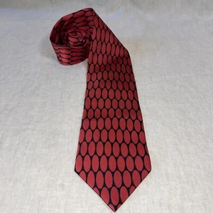 Zario como Italy red black geometric silk tie - Picture 1 of 3