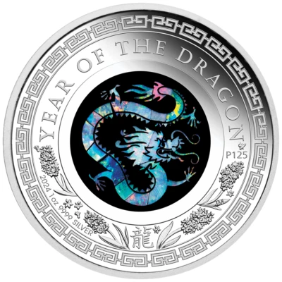 1 oz Australien Silbermünze Lunar Opal Serie - Jahr des Drachen 2024 PP - Bild 1 von 4