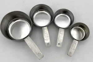 Vintage Ekco Stainless Steel Measuring Cup Set of 4 Standard US & Metric - Picture 1 of 4