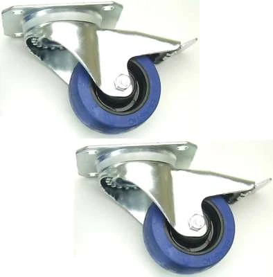 2 x 80 mm SL Möbelrollen m. Bremse Rollen Möbel Transportrollen Lenkrollen Gummi - Bild 1 von 4