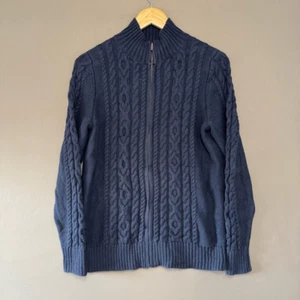 L.L.Bean Damen Pullover Zopfmuster Reißverschluss Größe Medium 100 % Baumwolle Farbe Blau - Bild 1 von 11