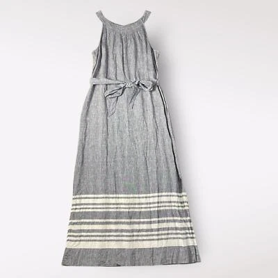 Talbots Stripe Linen Chambray Belted Maxi Dress Size 10 Preppy Coastal - Image 1 of 4